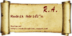 Rednik Adrián névjegykártya